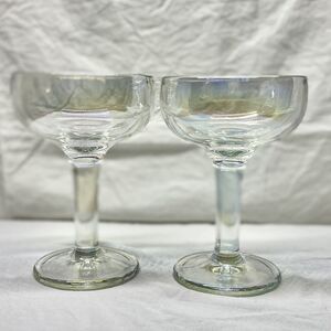 Vintage Iridescent Champagne Glasses/Flutes Cocktail 1960's Celebration Wedding
